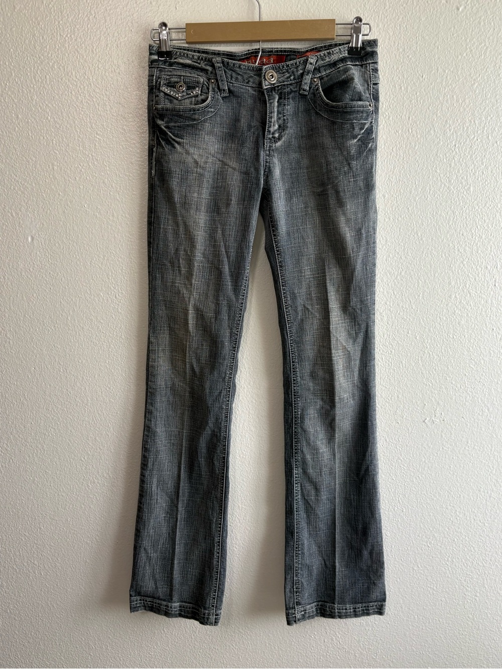Vintage Y2K Mudd Size 3 Black Low Rose Bootcut Jeans Western Faded Grunge Punk